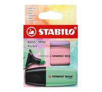 STABILO BOSS MINI Pastel - Highlighter - Pack of 3 - Hint of Mint, Pink Blush, Lilac Haze