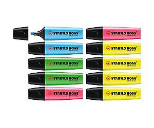 STABILO BOSS ORIGINAL 70/10-1 Highlighter Assorted Medium Chisel 2 - 5 mm Refillable Pack of 10