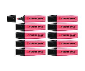 STABILO BOSS ORIGINAL 70/56 Highlighter Pink Medium Chisel 2 - 5 mm Refillable Pack of 10