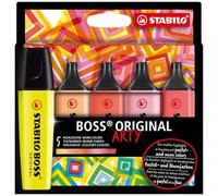 STABILO BOSS ORIGINAL ARTY Highlighter - Wallet of 5 - Warm Colours - NEW