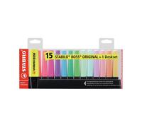 Stabilo Boss Original Highlighter Assorted Colours (Pack of 15) Desk Set 1868221