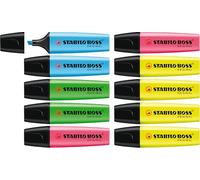 STABILO BOSS ORIGINAL - Highlighter | Pack of 10 - Yellow, Blue, Green, Pink