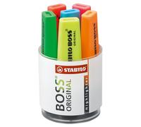 STABILO BOSS ORIGINAL - Highlighter - Round Box of 6 - Yellow, Green, Orange, Red, Pink, Blue