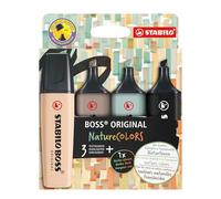 STABILO BOSS ORIGINAL NatureCOLORS - Highlighter | Pack of 4 - Beige, Warm Grey, Earth Green, Black