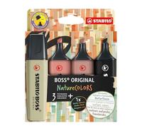 STABILO BOSS ORIGINAL NatureCOLORS - Highlighter - Pack of 4 - Mud Green, Sienna, Umber, Black