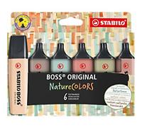 STABILO BOSS ORIGINAL NatureCOLORS Marker Assorted Broad Chisel 2 - 5 mm Pack of 6