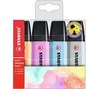 STABILO BOSS ORIGINAL Pastel - Highlighter - Pack of 4 - Pale Orange, Cloudy Blue, Frozen Fuchsia, Dusty Grey