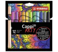 STABILO Cappi Felt Tip Pens ARTY Wallet of 12 Assorted Colours plus 1 Cap Ring