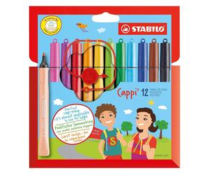 STABILO Cappi Fibre Tip Felt Tip Pens Wallet of 12 Assorted Colours