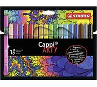 Fibre-Tip Pen with Cap-Ring - STABILO Cappi ARTY - Pack of 18 - Assorted Colours