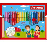 STABILO Cappi Felt Tip Pen with Cap Ring Assorted Colours (Wallet 18)