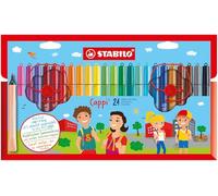 STABILO Cappi - Fibre-Tip Pen with Cap-Ring - Pack of 24 - Assorted Colours with 2 Cap-Rings