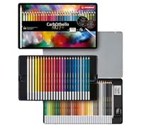 STABILO CarbOthello - Chalk-Pastel Pencil - ARTY+ - Tin of 60 - Assorted Colours with Sharpener, Kneaded Eraser and Blending Stump