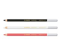 STABILO Chalk-Pastel Pencil CarbOthello - Pack of 3 - Neutral Black, Carmine Red Middle & White