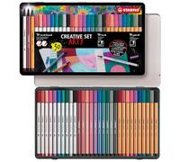STABILO Creative Set - Pen 68 brush, Pen 68 and point 88 - ARTY - Tin of 30 - Assorted Colours