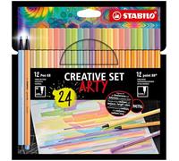 STABILO Creative Set - point 88 and Pen 68 - ARTY - Pack of 24 - Assorted Pastel Colours