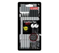 STABILO Creative Tips - Multi-Tip Pen Set - ARTY - Pack of 10 - Black and Light Grey