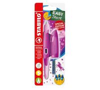 STABILO EASYbirdy 3D DreamWorld - Ergonomic School Fountain Pen - A-Nib | Left-Handed - Pack of 1 - Pink with Erasable Blue Ink