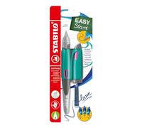STABILO Ergonomic School Fountain Pen EASYbirdy - A Nib - Right Handed - Turquoise/Neon Pink