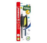 STABILO EASYbuddy - Ergonomic School Fountain Pen - A Nib | Pack of 1 - Black/Lime