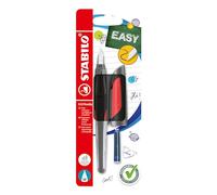 STABILO EASYbuddy - Ergonomic School Fountain Pen - M-Nib - Right-Handed | Pack of 1 - Black/Red
