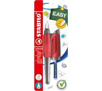 STABILO EASYbuddy - Ergonomic School Fountain Pen - M-Nib - Right-Handed | Pack of 1 - Coral/Red