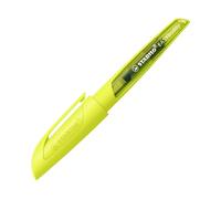 STABILO EASYbuddy NEON - Ergonomic School Fountain Pen - L-Nib | Left-Handed - Pack of 1 - Neon Yellow including Blue Ink Cartridge