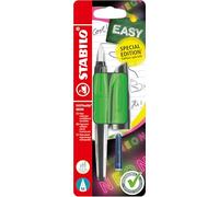 STABILO EASYbuddy NEON - Ergonomic School Fountain Pen - M-Nib (Medium) - Right-Handed - Pack of 1 - Neon Green including Blue Ink Cartridge