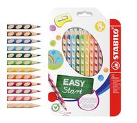 STABILO EASYcolors - Ergonomic Colouring Pencil - Left-Handed - Pack of 12 - Assorted Colours with Sharpener