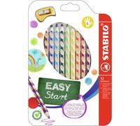 STABILO EASYcolors - Ergonomic Colouring Pencil - Left-Handed - Pack of 12 - Assorted Colours with Sharpener