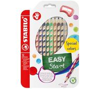 STABILO EASYcolors - Ergonomic Colouring Pencil - Right-Handed - Pack of 12 - Special Colours with Sharpener