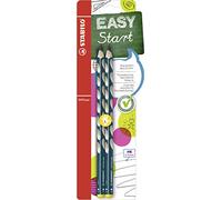 STABILO EASYgraph - Ergonomic Graphite Pencil - Left-Handed | Pack of 2 - Petrol - HB