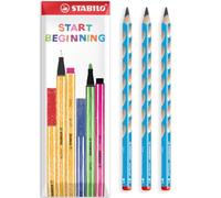 STABILO EASYgraph Graphite Pencils, Blue, Pack of 3 in Envelope Packaging