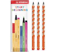 STABILO EASYgraph Graphite Pencils, Orange, Pack of 3 in Envelope Packaging