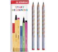 STABILO EASYgraph Graphite Pencils, Pastel Blue, Pack of 3 in Envelope Pack | HB Lead, Right-Handed, Non-Slip Grip, Ergonomic, Early Learning Pencil