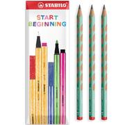 STABILO EASYgraph Graphite Pencils, Pastel Green, Pack of 3 in Envelope