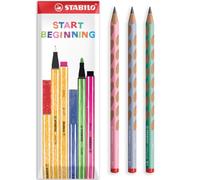 STABILO EASYgraph Graphite Pencils, Pastel Multicolour, Envelope Pack of 3