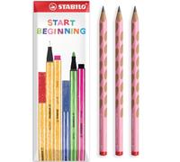 STABILO EASYgraph Graphite Pencils, Pastel Pink, Pack of 3 in Envelope Pack