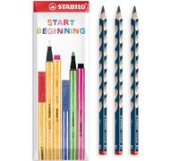 STABILO EASYgraph Graphite Pencils, Petrol, Pack of 3 in Envelope Packaging