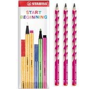 STABILO EASYgraph Graphite Pencils, Pink, Pack of 3 in Envelope Packaging