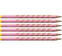STABILO EASYgraph Pastel Ergonomic Graphite Pencil – Left-Handed – Pack of 6 – Pastel Pink – HB