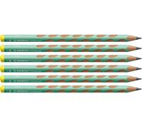 STABILO EASYgraph Pastel - Ergonomic Graphite Pencil - Left-Handed - Pack of 6 - Pastel Green - Degree HB