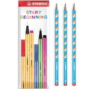 STABILO EASYgraph S Graphite Pencils, Blue, Pack of 3 in Envelope Packaging