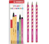 STABILO EASYgraph S Graphite Pencils, Pink, Pack of 3 in Envelope Packaging