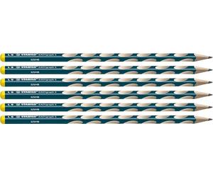 STABILO EASYgraph S - Thin Ergonomic Graphite Pencil - Left-Handed | Pack of 6 - Petrol - HB