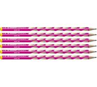 STABILO EASYgraph S - Thin Ergonomic Graphite Pencil - Left-Handed - Pack of 6 - Pink - Degree HB