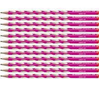 STABILO EASYgraph S - Thin Ergonomic Graphite Pencil - Right-Handed - Pack of 12 - Pink - Degree HB