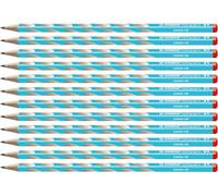 STABILO EASYgraph S - Thin Ergonomic Graphite Pencil - Right-Handed - Pack of 12 - Blue - Degree HB