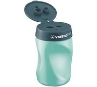STABILO Container Sharpener EASYsharpener – Ergonomic 3-in-1 – Left-handed – Pack of 1 Petrol
