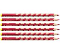 STABILO Ergonomic Colouring Pencil EASYcolors - Left-Handed - Pack of 6 - Red